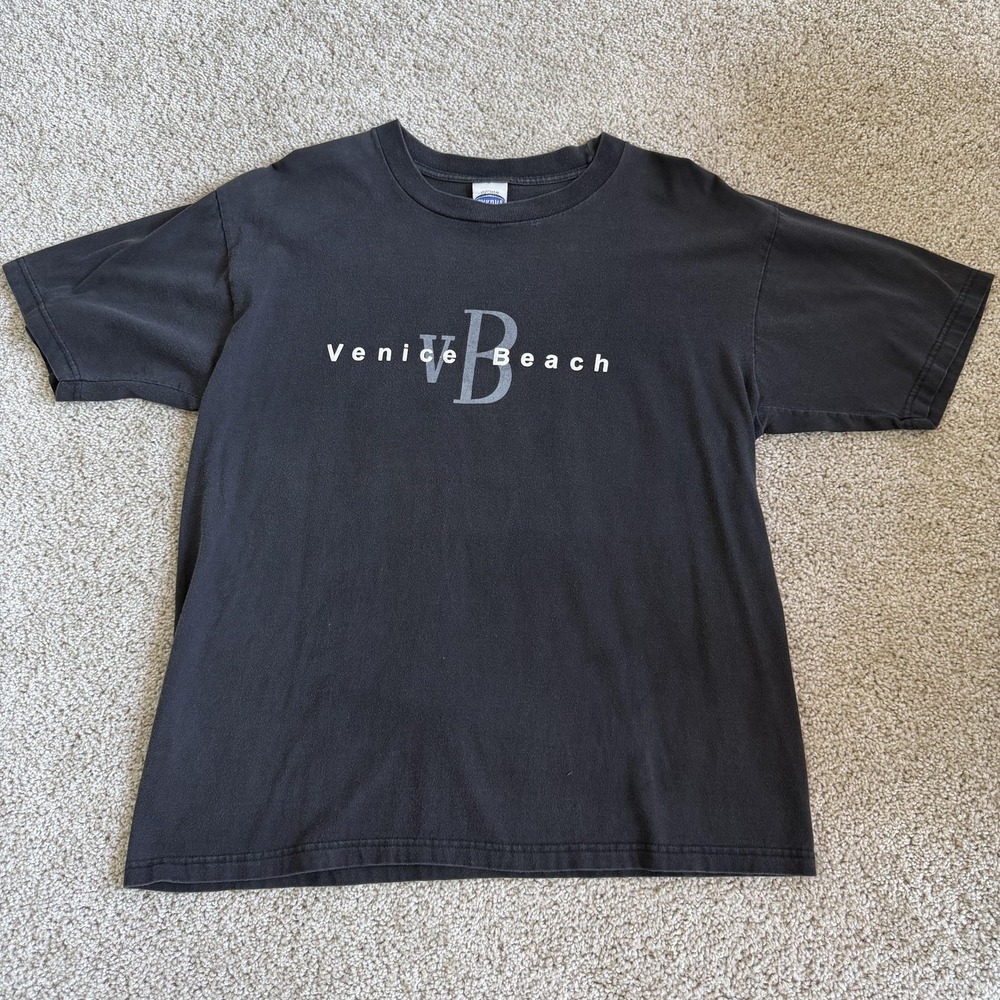 Vintage Venice Beach California Shirt Mens Large Black Logo Tee T-Shirt Cygnus